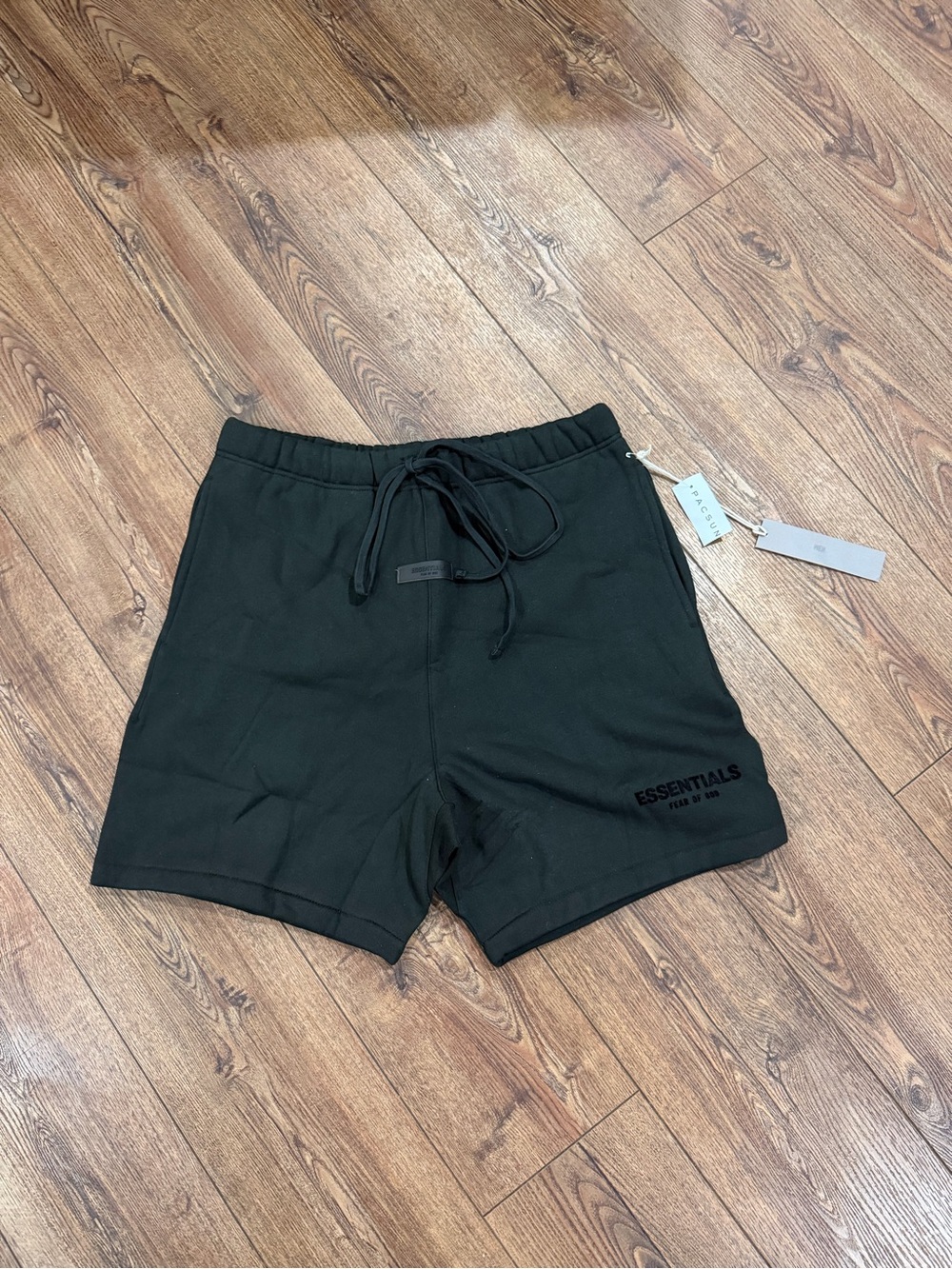 Essentials Men’s Black Knit Drawstring Athletic Shorts